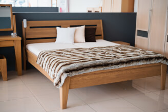 RÁCHEL bed with bedside tables, OAK / TOBACCO oil
