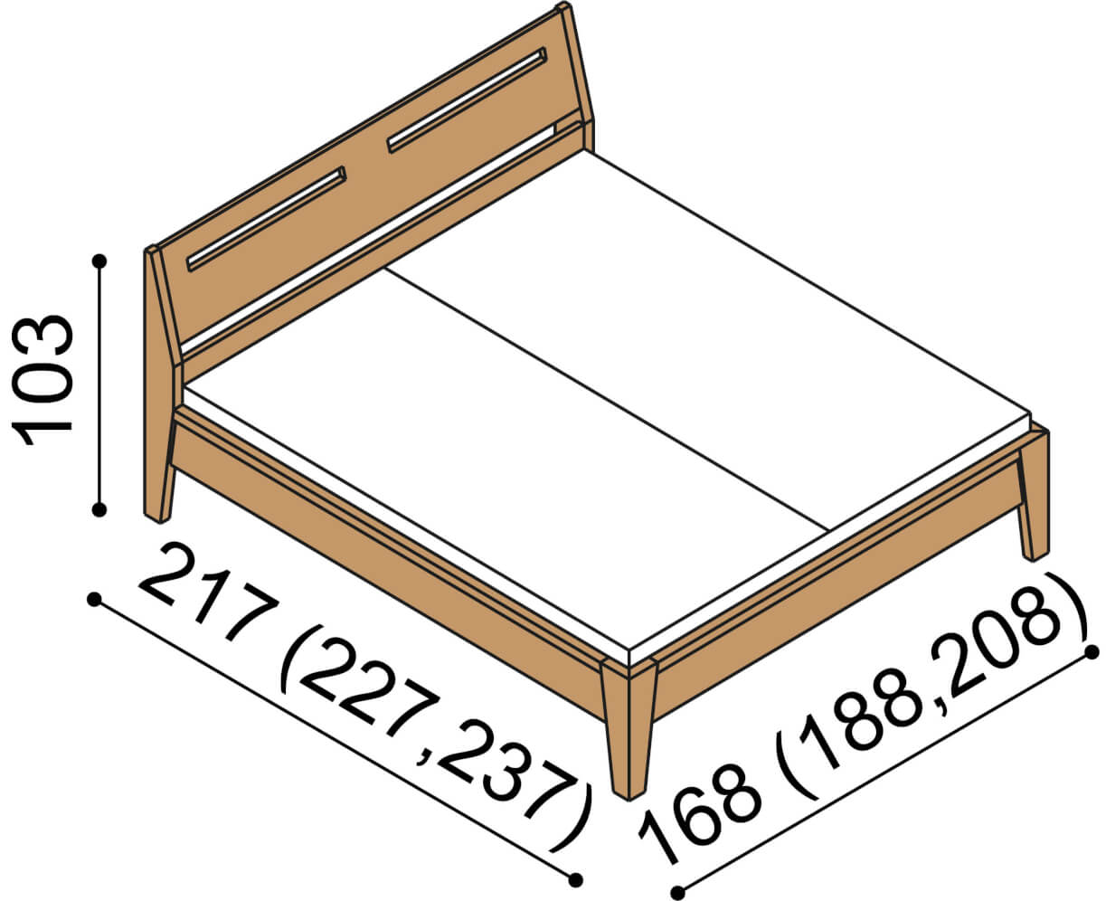 Rozměry postel RÁCHEL dvoulůžko