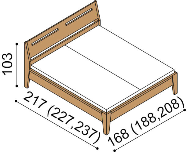 Bed dimensions RÁCHEL double bed