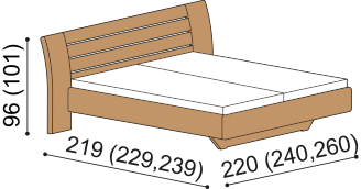 FLABO bed with wooden headboard without bedside tables