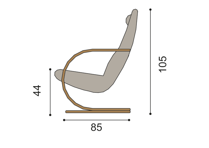 Dimensions of the JEFET rocking chair