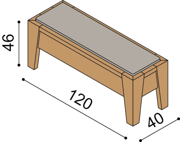 Dimensions of the RÁCHEL bench