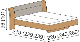 Perovka posteľ FLABO s čalúneným čelom/ bez nočných stolíkov