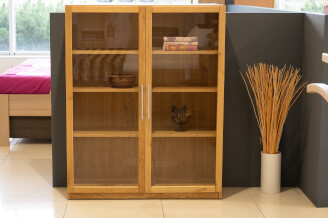 RÁCHEL RKS2SS bookcase with plinth, RUSTIC OAK, HONEY oil