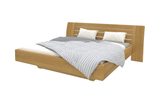 FLABO bed with wooden headboard
