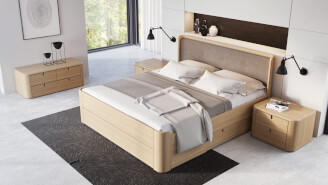 Bed LARA double bed with upholstered headboard