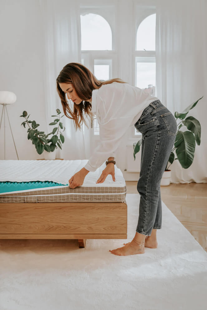 Zapínanie matraca SÁRA Spirit výšky 22 cm so zipsovým medzikusom (poťah Morrison). Roznášacia vrstva CELLPUR vo vnútri matraca.