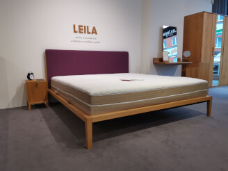 LEILA bed, OAK/ HONEY oil, MYSTIC 10 fabric