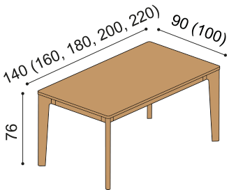 Rozměr nerozkládací varianty stolu SABI